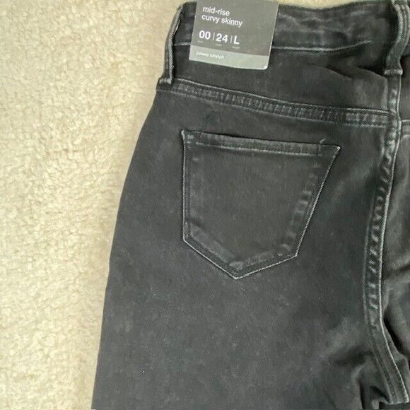 Women's Size 00/24/L Mossimo Denim Mid Rise Jegging Black Jeans Power Stretch - Picture 6 of 15